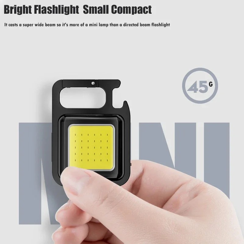 Multifunctional Mini Glare COB Keychain Light USB Charging Emergency Lamps Strong Magnetic Repair Work Outdoor Camping Light