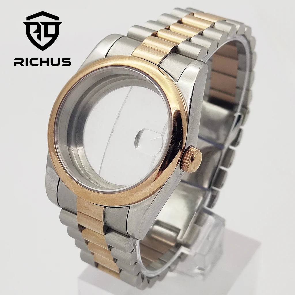 

RICHUS 36/39 мм корпус для часов из розового золота 10 АТМ водонепроницаемый подходит для NH34 NH35 NH36 Miyota8215-DG ETA2824 PT5000 аксессуары для часов с механизмом