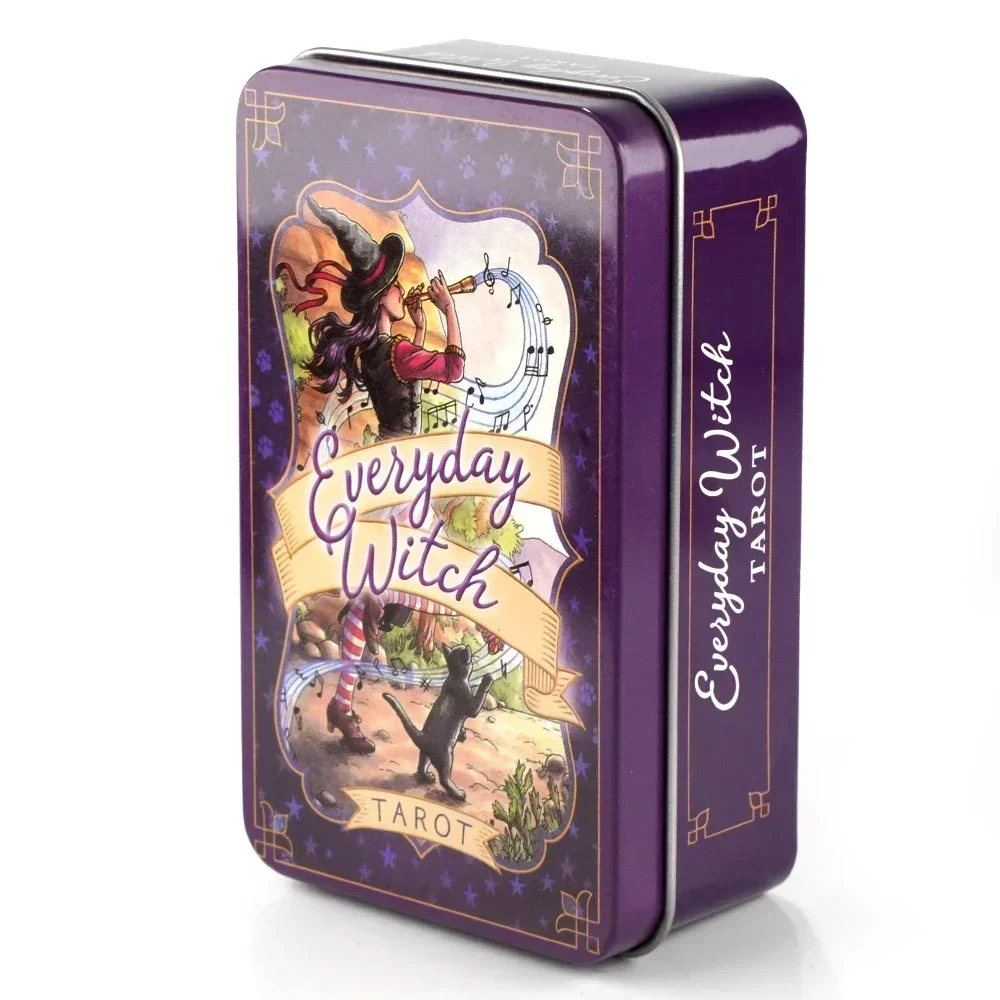 Everyday Witch Tarot in Tin Metal Box 78 pcs Cards Gilded Edge Guidebook Deck Stocking Blooming Cat Cccult Del Toro Tarot