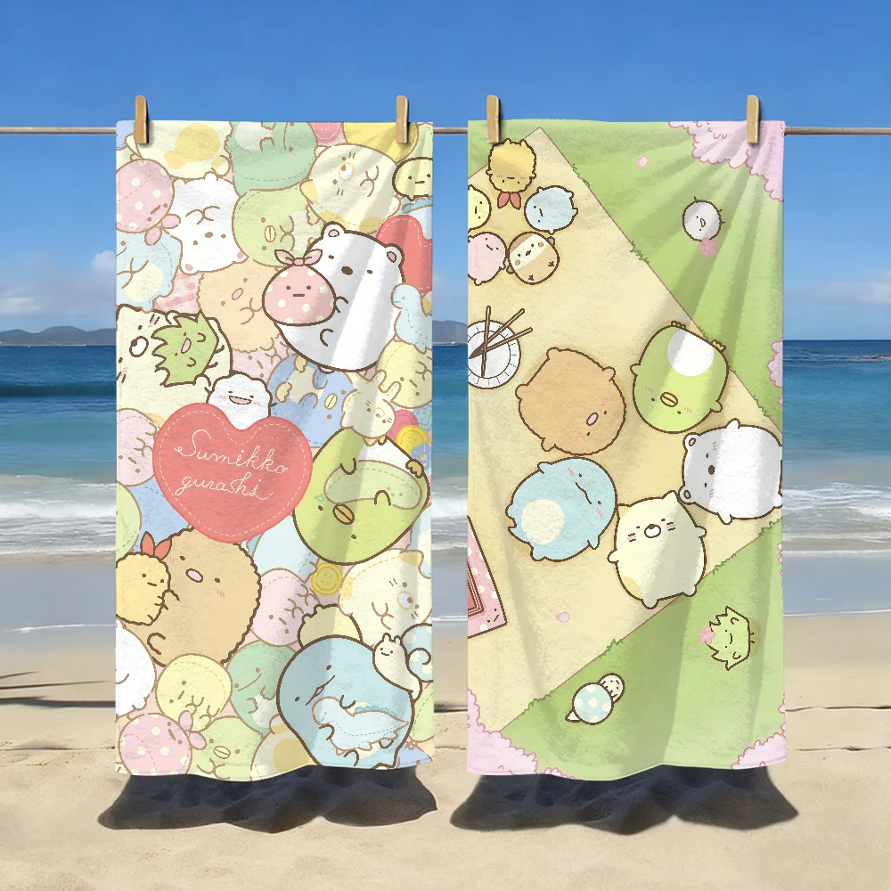 Kawaii Sum-sumikko G-gurashi-S Cartoon Towel Sports Quick Dry Travel Camping Gear Sandproof Soft Light Large Beach Towel