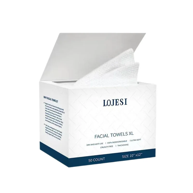 LOJESI Facial Towels XL®, OEKO‑TEX Certified Disposable Face Towels, Ultra‑Soft Dry Makeup Remover Wipes, 50 Count Per Pack