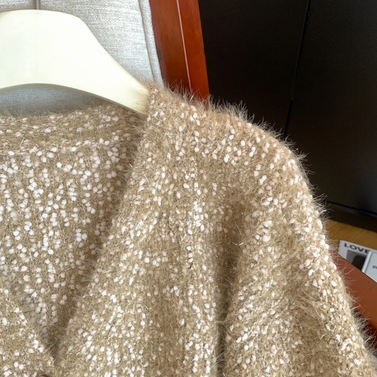 المرأة المشمش الموهير سترة سترة Y2k خمر 2000s الخامس الرقبة دافئ لينة البلوز متماسكة طويلة الأكمام سترة الخريف الشتاء 2025