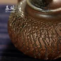 Mu Tao Wood-Fired Kung Fu Tea Set: Handmade Crackle-Glazed And Teacup, Natural Ash Finish, Unglazed Bare-Fired Teapot