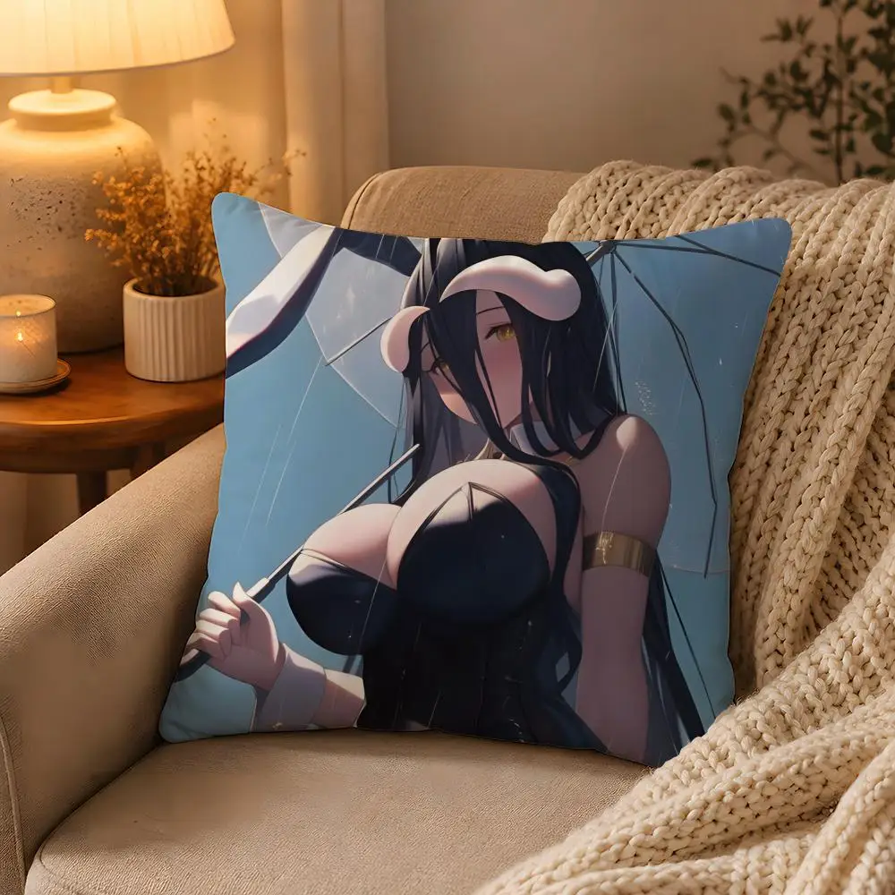 Hot Anime A-Albedo Cushion Cover Soft Plush Cushion Cover Double Print And Invisible Zipper For Sofa Home Car Use 5