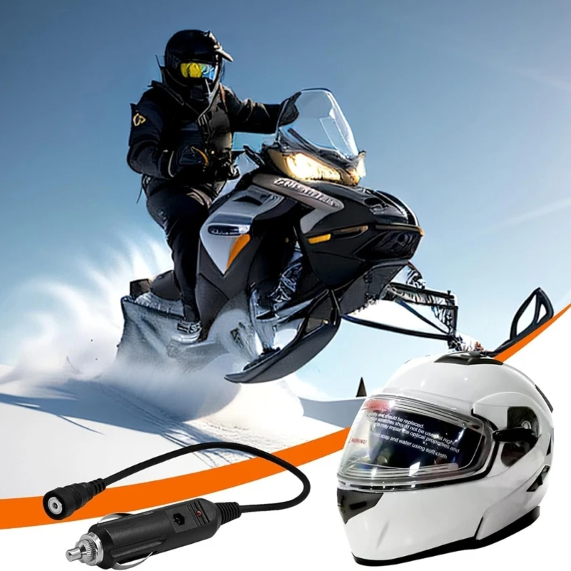 High Efficiency Heavy Duty 12V Power Cable Connector For Motorcycle Snowmobile Helmet Heating System Winter Riding Gear 
