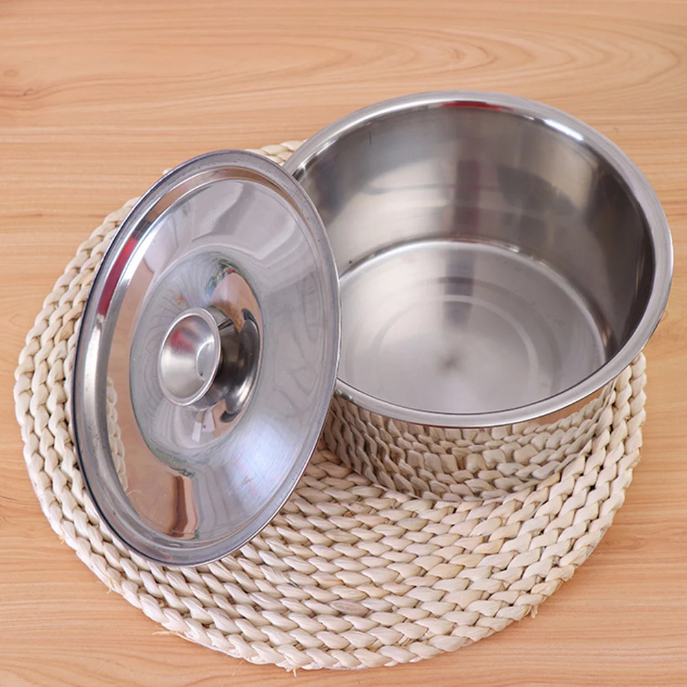 

Stainless Steel Condiment Basin 16X16X9Cm Silver Deep Bowl With Cover Rust-Proof Kitchen Seasoning Storage Household Sauce