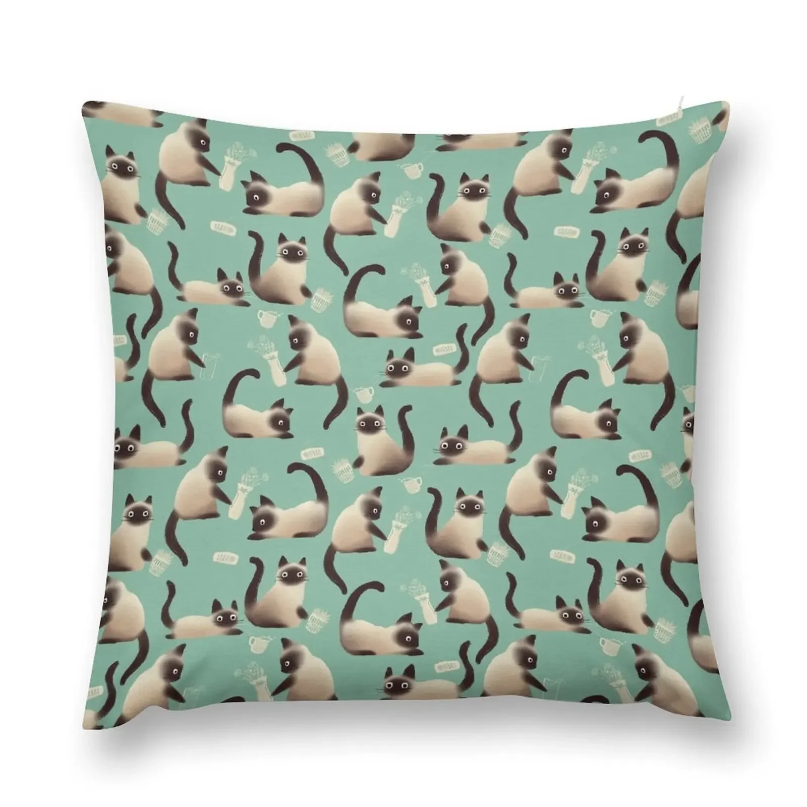 

Bad Siamese Cats Knocking Stuff Over Throw Pillow Decorative pillowcase Sofa Covers For Living Room Pillow Decor pillow