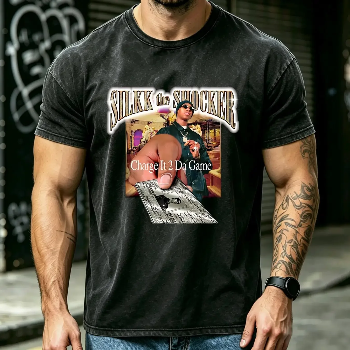 washed T Shirt Silkk The Shocker No Limit Records Rap Big Face Head Vintage 90s Style Hip Hop long or short sleeves vintage