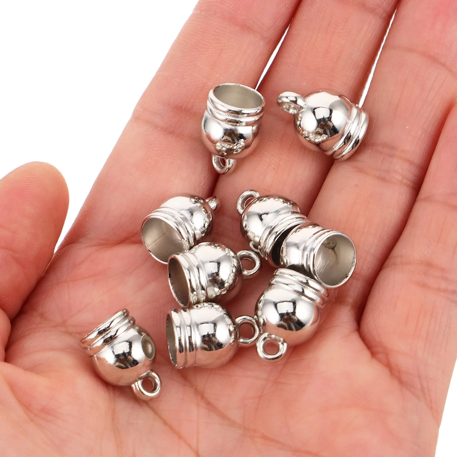 

50Pcs Elegant Electroplated Tassel Cord Caps Ccb Bell Shape Jewelry Making End Fittings Hanging Clock Tassel Holders DIY Craft