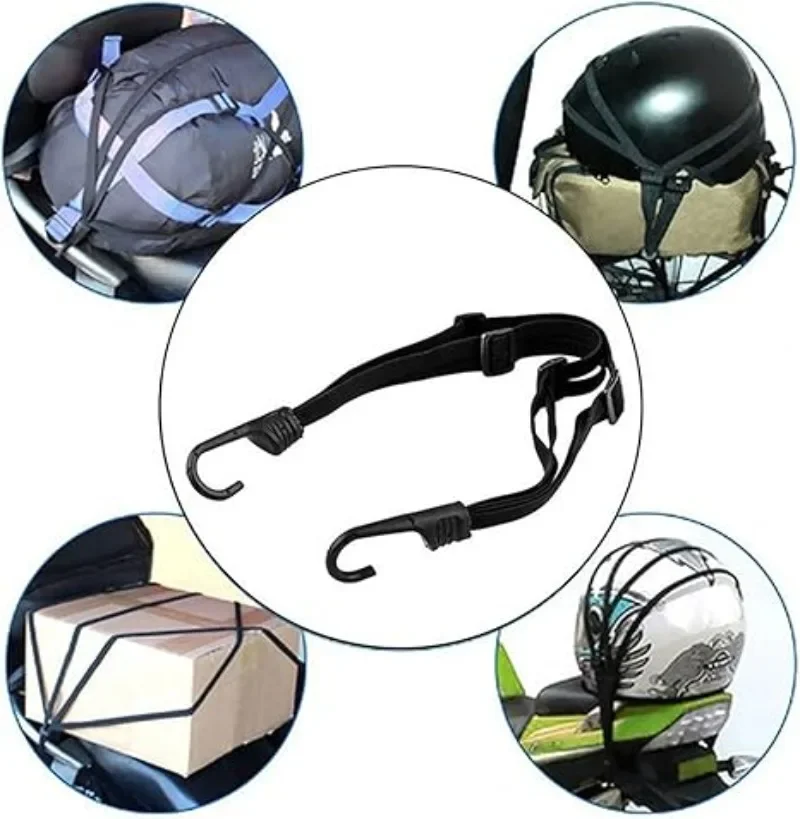 1/2pcs Motorcycle Helmet Luggage Strap Multi-functional Luggage Elastic Rubber Band Strap with Adjustable Elastic Band and Hooks - Image 2