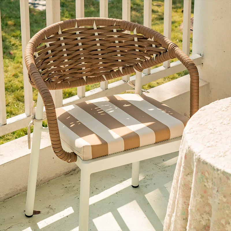 في الهواء الطلق الحديثة كرسي بسيط الشريط الروطان فيلا حديقة الإقامة المنزلية شرفة فناء الترفيه غير نافذ للمطر واقية من الشمس الطعام كرسي #3
