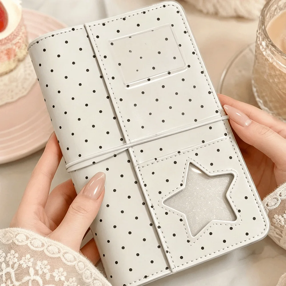 

Polka Dot Hand Account Cover Shell Cloth Binder Twill Texture A6 Binder Planner Shell Premium Quality 6-Hole
