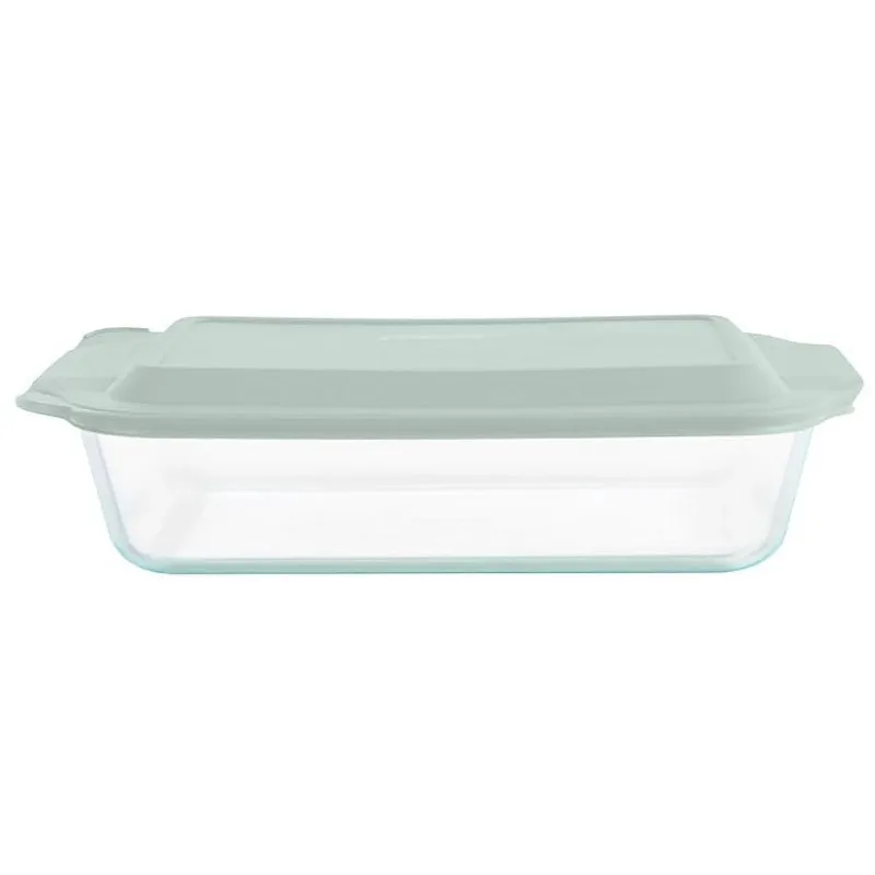 

9 x 13" Rectangular Glass Baking Dish with Sage Green Lid, 5-Quart