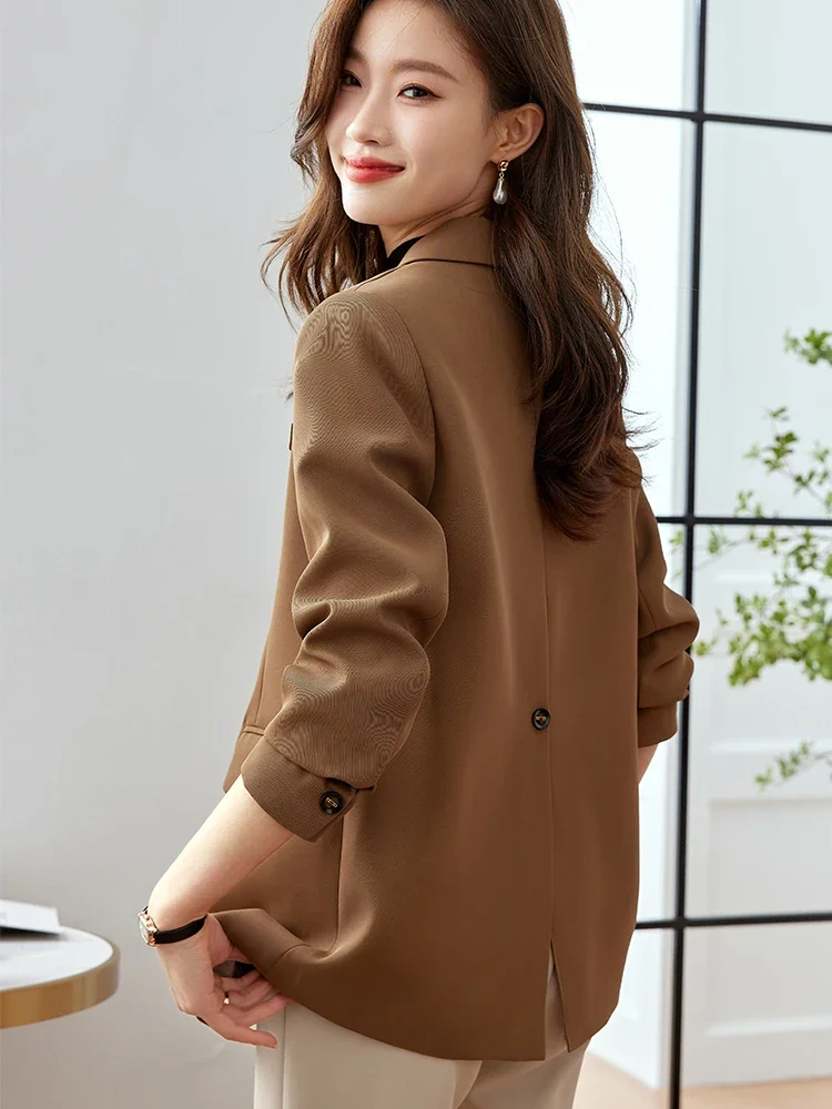 Fashion Women Suit Blazer 1 Piece Coat Pink Coffee Black Female Long Sleeve Single Breasted Loose Ladies Jacket Spring Coat