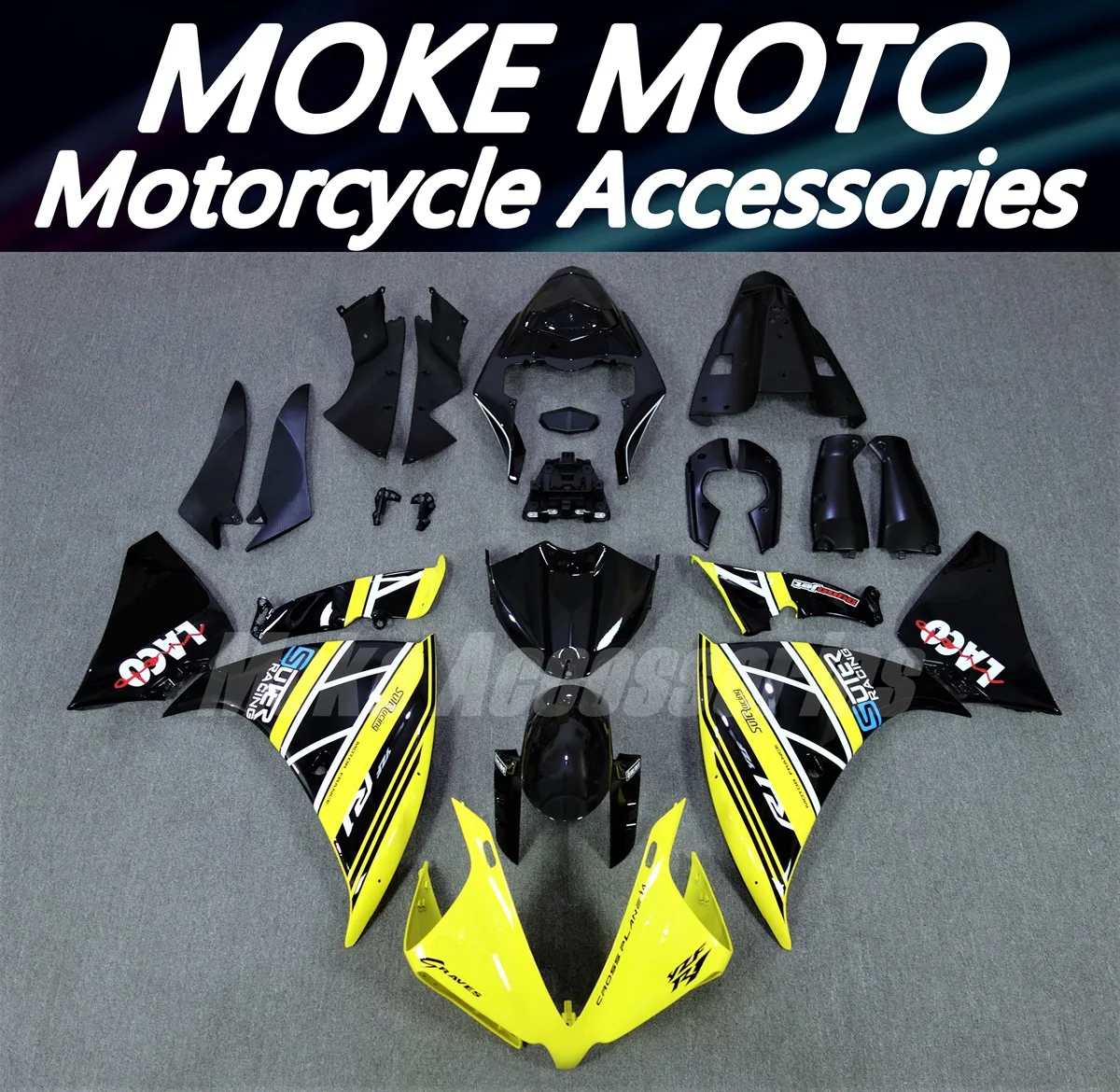 Motorcycle Fairings Kit Fit For Yzf R1 2012 2013 2014 Bodywork Set High Quality ABS Injection Yellow Black LACO