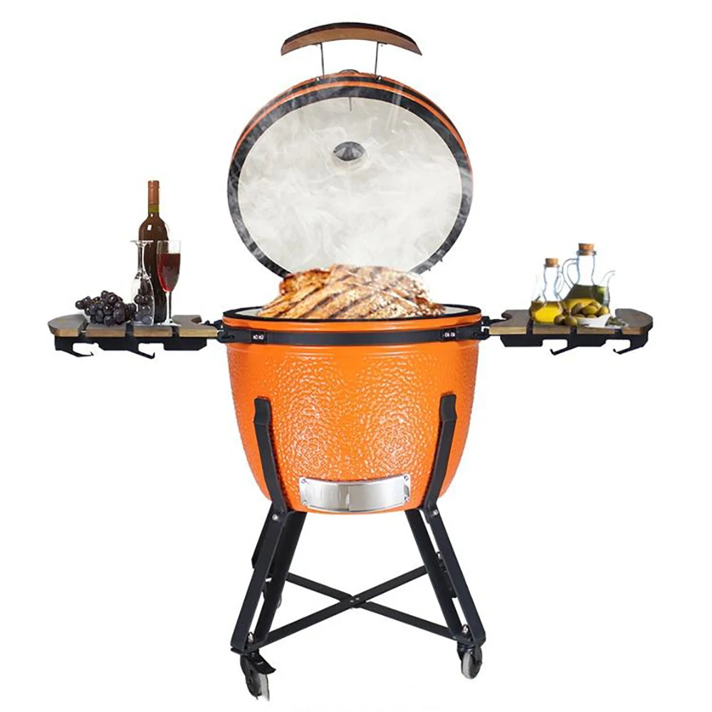 Garden Charcoal BBQ Egg Smoker 18'' 21'' Kamado Ceramic Outdoor Grill Kitchen for Camping Picnic