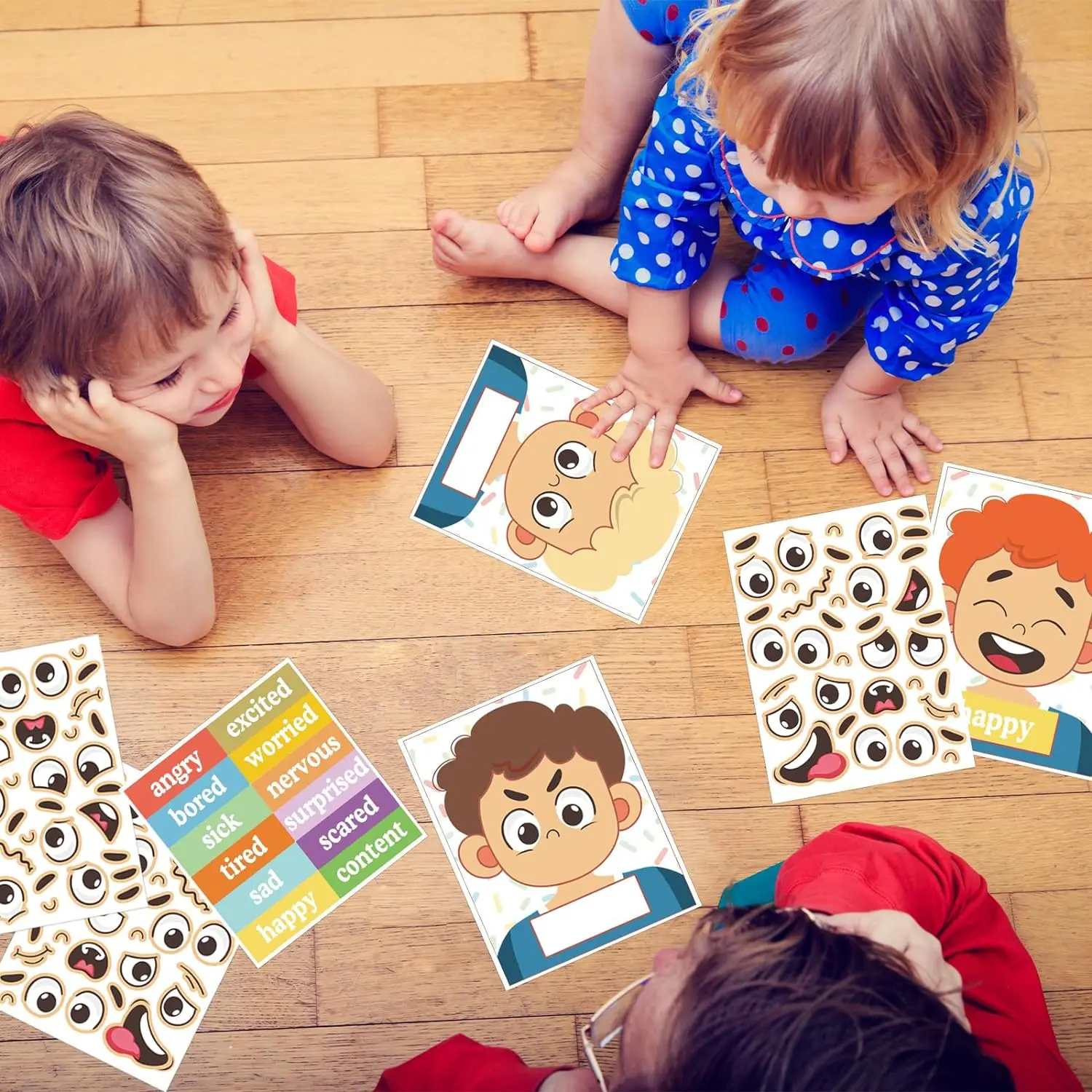 15Pcs attività di apprendimento emotivo sociale 2 Face board con 9 carte di emozione che fanno giochi di volti giocattoli educativi per l'autismo sensoriale