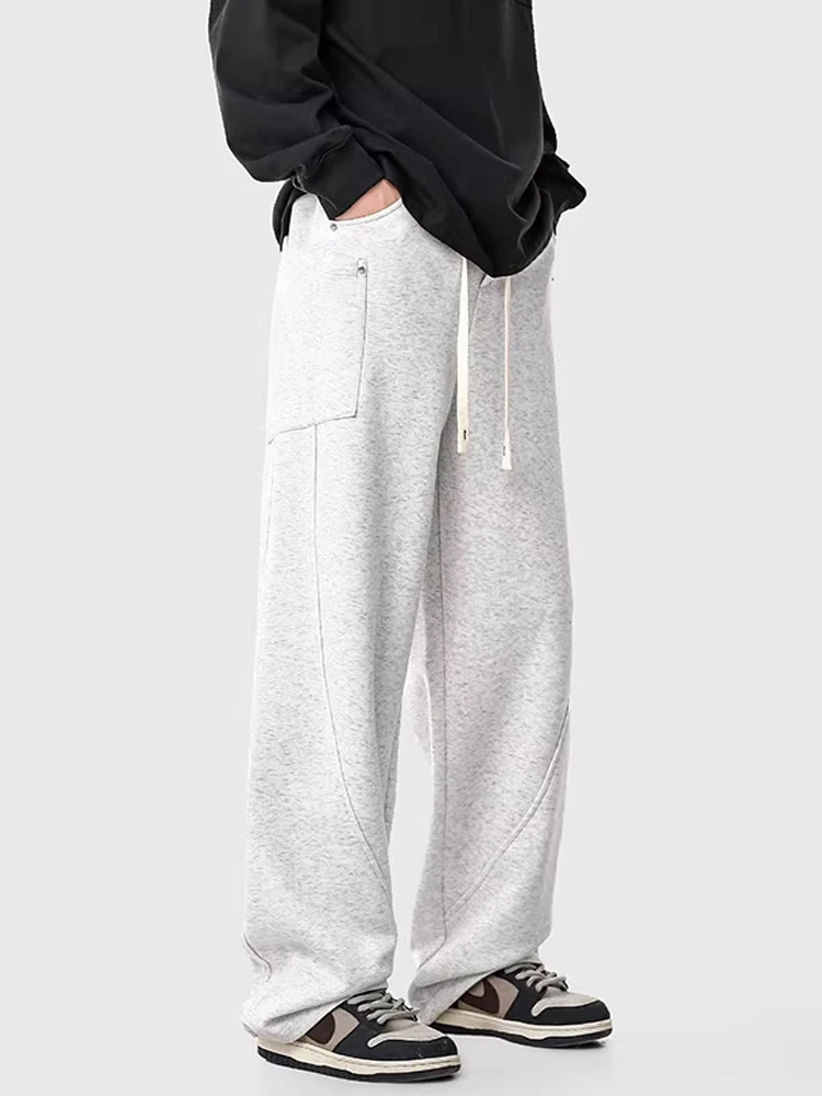 กางเกงกีฬาผู้ชายสไตล์อเมริกัน ทรงหลวม ทรงตรง สบายๆ ทันสมัย เหมาะกับฤดูใบไม้ผลิและฤดูใบไม้ร่วง