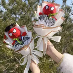 Super Hero Spider-Man Hulk Superman Captain America Plush Dolls Handmade bouquets for Boys Graduation Christmas Birthday Gifts