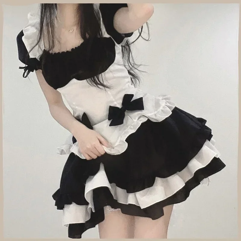 Halloween Meid Cosplay S-5XL Kostuums Zwart Wit Schort Lolita Jurk Feest Podium Prinses Meid Outfits Sexy Cosplay Lingerie