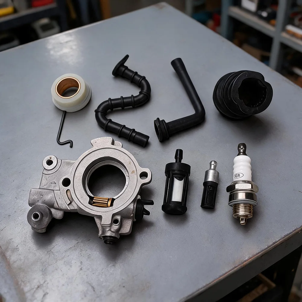 Oil Pump Kit for MS650 MS660 066 064AV Chainsaws Includes For Worm Gear Intake Manifold Fuel Oil Lines Filters