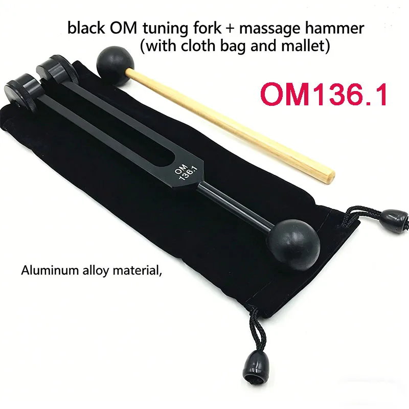136.1Hz OM Tuning Fork with Wooden Hammer & Storage Bag for Chakra Meditation & Relaxation