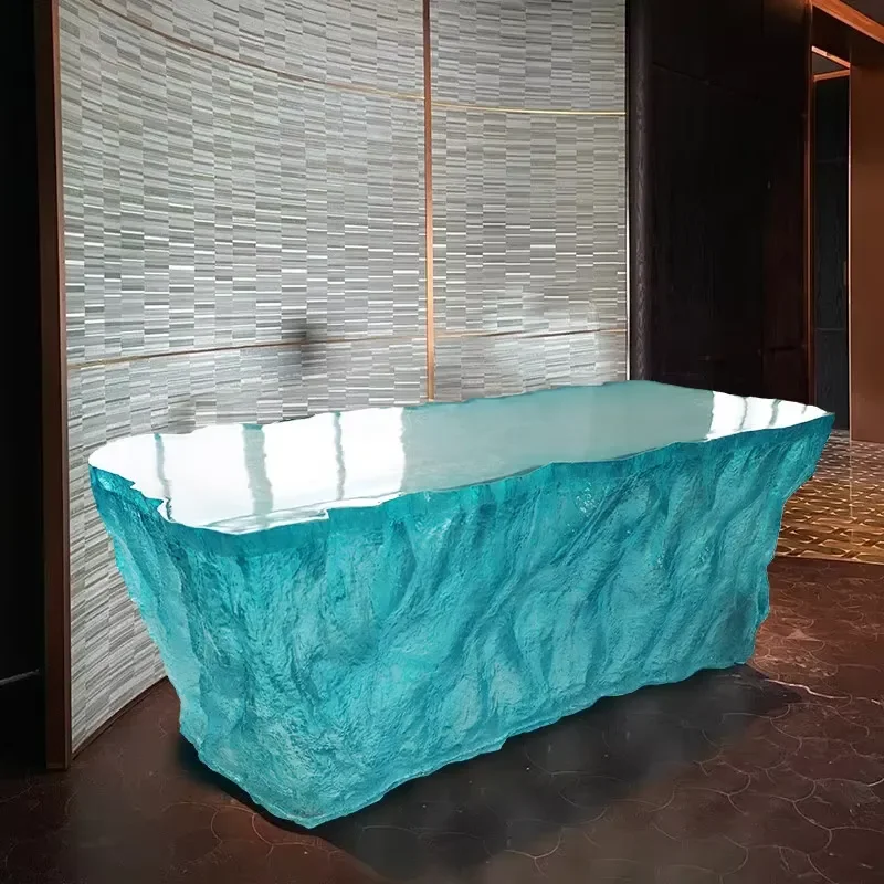 Modern Acrylic Oval Bar Table Restaurant Counter Design Transparent Reception Desk for Hotel Office Living Room