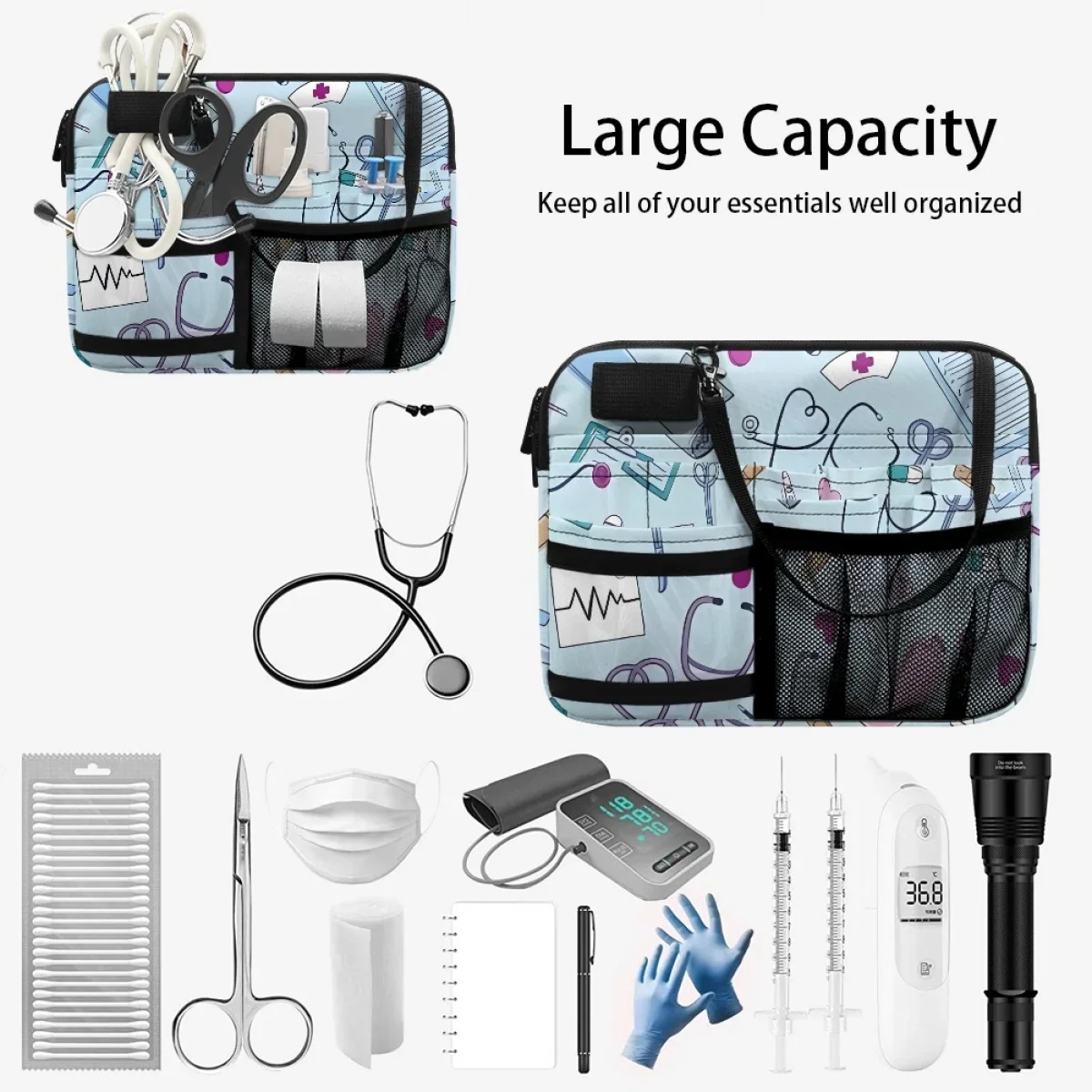 Healthcare Nurse Print Belt Bag Adjustable Waist Strap Organizer Pouch Print on Demand Multi Compartment Utility Hip Bag Case