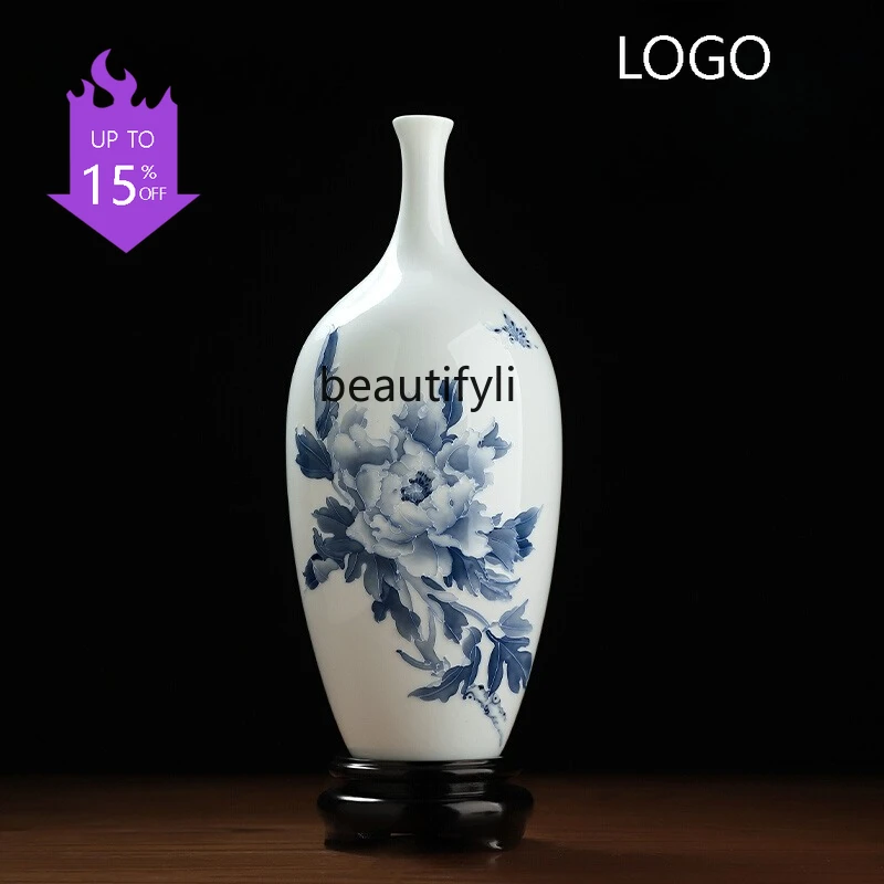 Q181 Ceramic Hand-painted Vase Ornaments Creative Chinese Style Home Living Room TV Cabinet Decorations Crafts