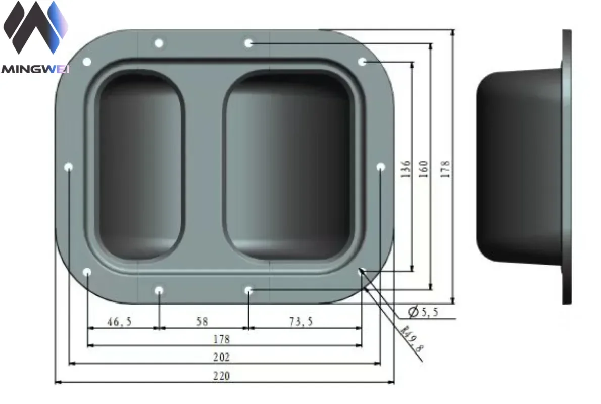 Professional Strong Grip 5mm ABS Speaker Handles 4 Pcs Set 220x178x61 for Audio Speaker Box