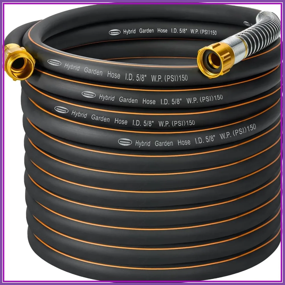 

5/8 in. × 75 ft. Heavy Duty Hybrid Rubber Garden Hose, No Memory, Flexible & Durable for Watering and Irrigation