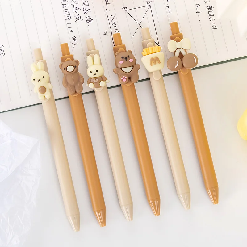 12 pz/lotto Cute Bear Rabbit Gel Pen 0.5mm inchiostro nero retrattile penne neutre Kawaii scrittura cancelleria forniture scolastiche per ufficio