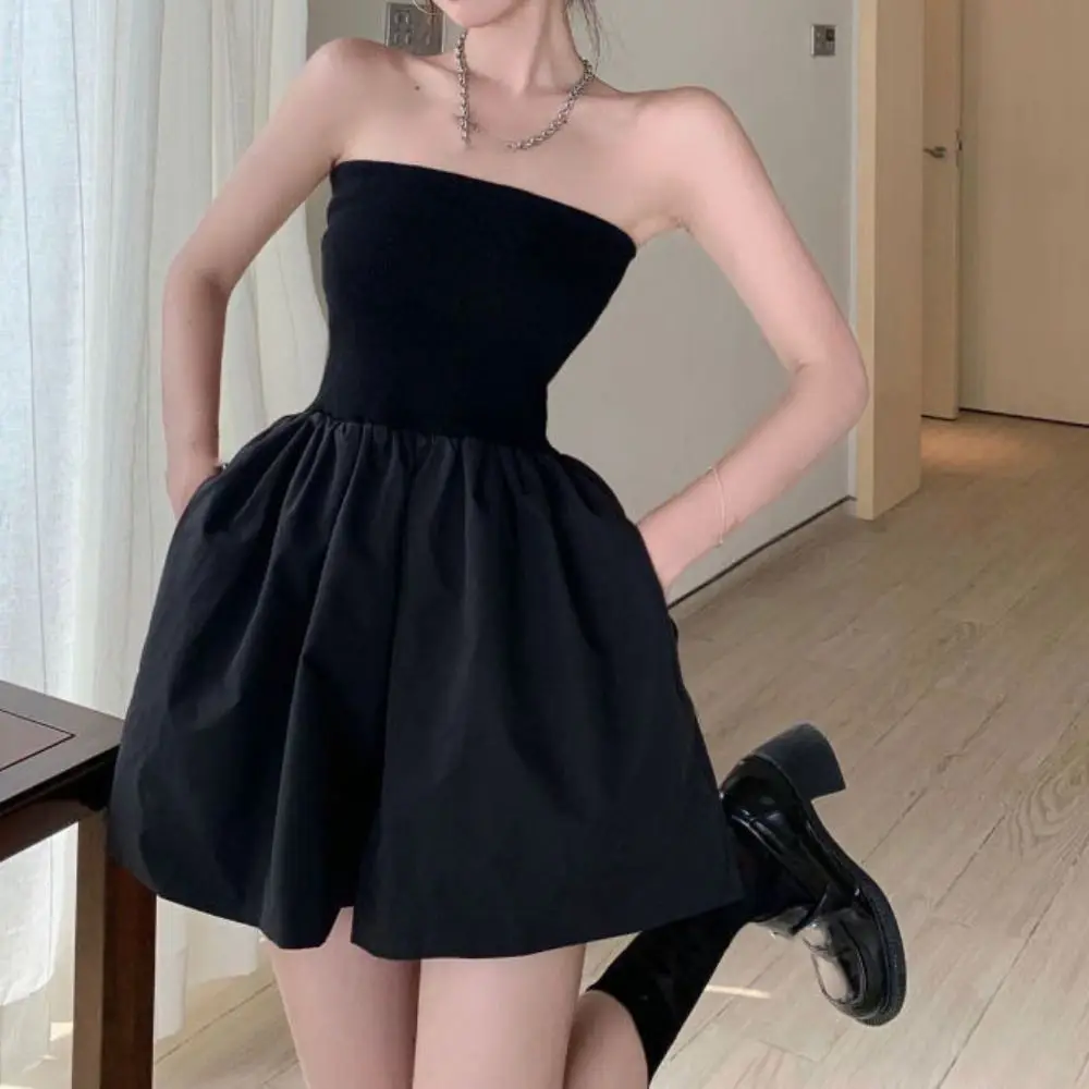 

Sleeveless Strapless Jumpsuit Shorts Wide Leg Retro Chest Hugging Pants Skirt Baggy Ins Style High Waisted Clothing Lady