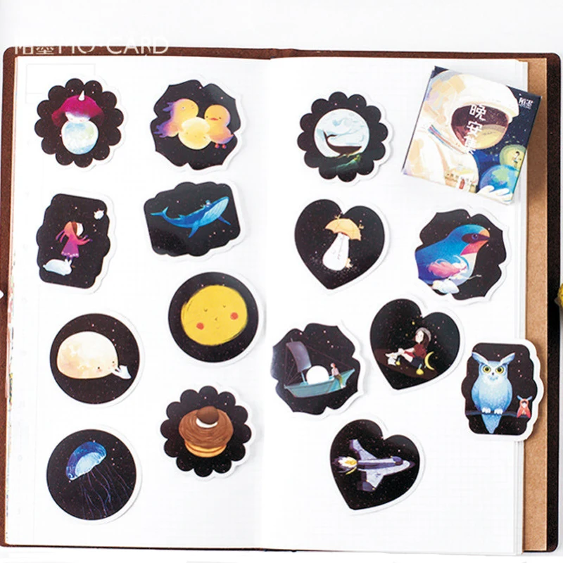 45pcs Good Night Decorative Adhesive Stickers Scrapbooking Stick Label Diary Stationery Album Stickers