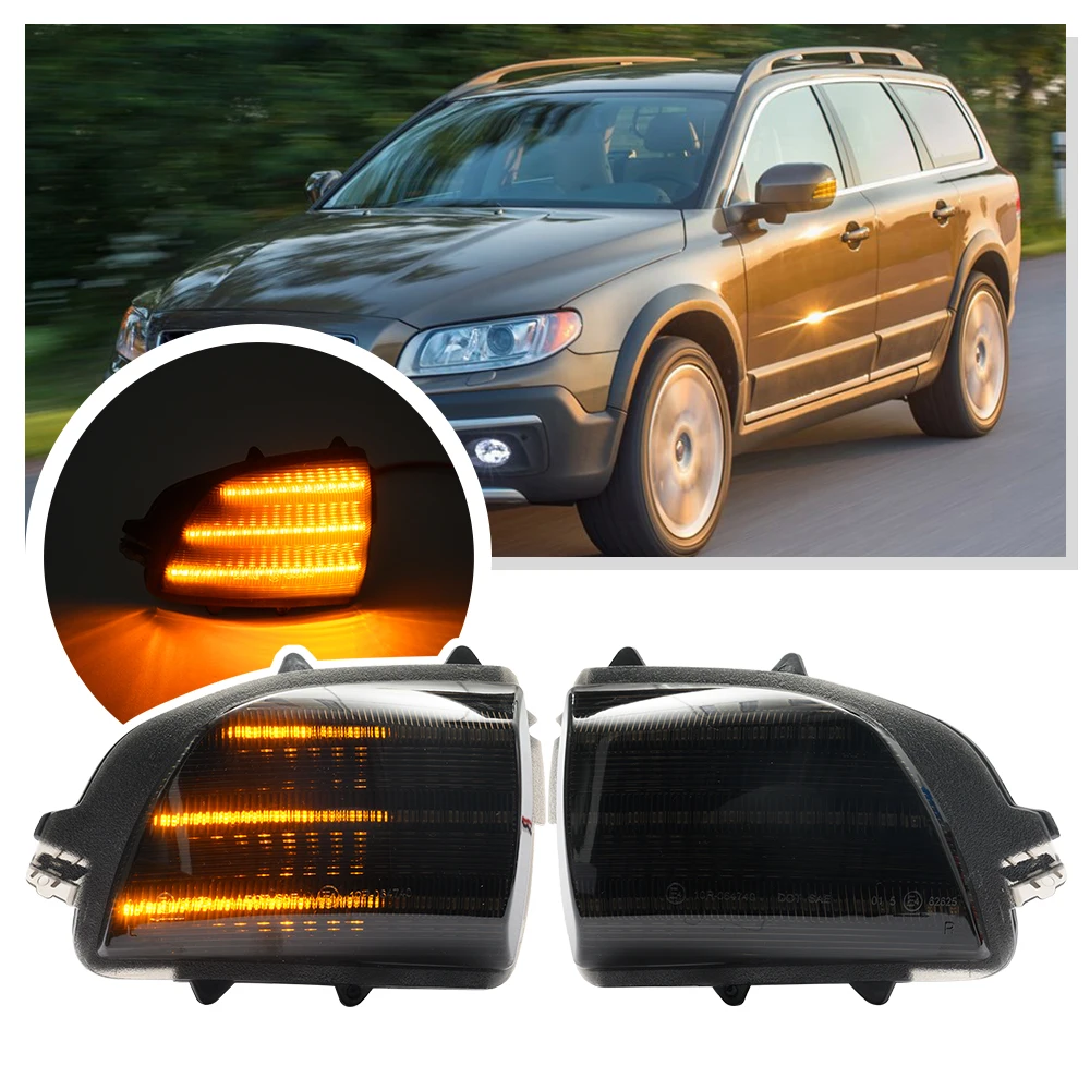 

2X For Volvo XC90 2007-2014 XC70 LED Dynamic Turn Signal Lights Side Wing Mirror Indicator Blinker Lamps Rearview # 31111813