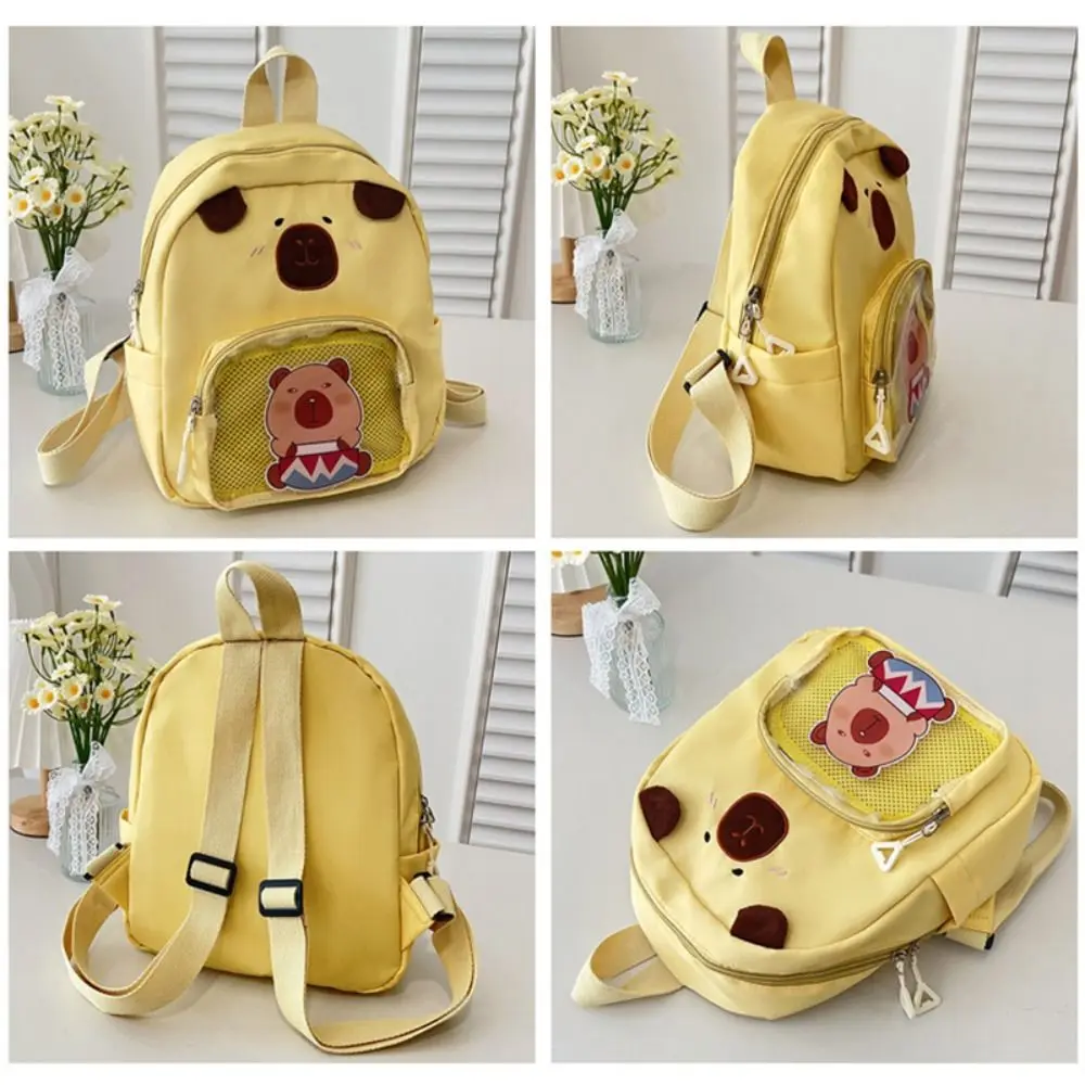 New Nylon Capybara Backpack Large Capacity Capybara Schoolbag Waterproof Lightweight Bookbags School Office