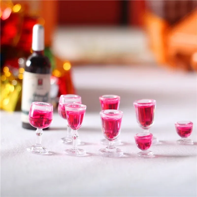 Dollhouse Mini Wine Glass & Cocktail Model Creative Pocket Miniature Prop for Bar Scene Decoration