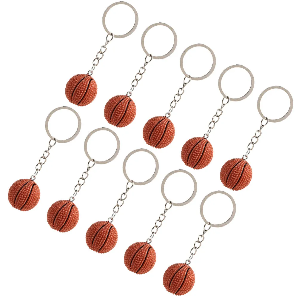 10Pcs Basketball Design Keychain Premium Resin Iron Material Lightweight Compact Key Ring for Car Door Keys Bag Decor