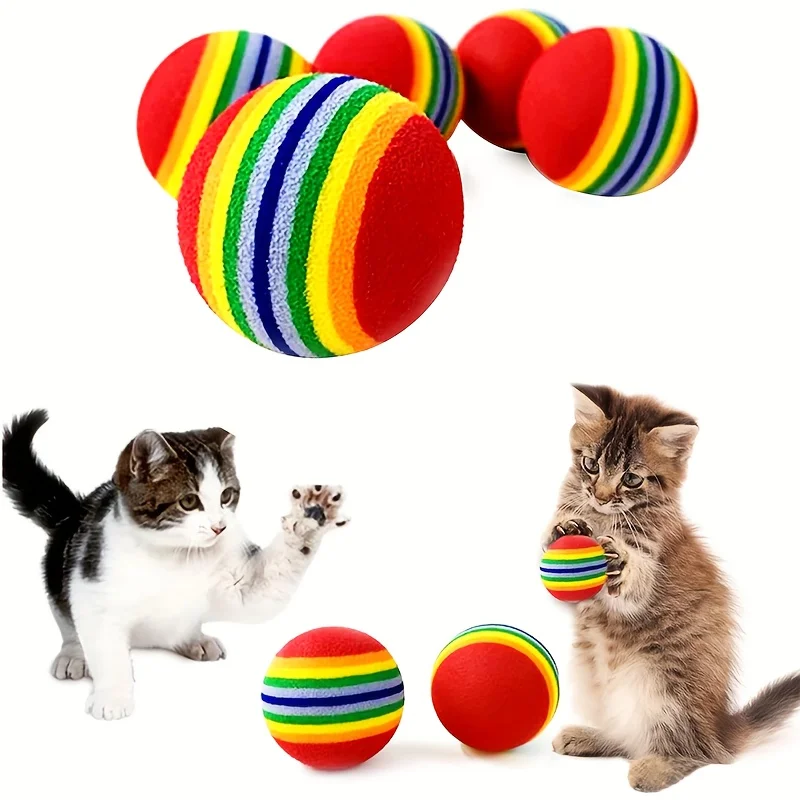 1/9 Stück Katzenspielbälle zur Selbstunterhaltung, Langeweilebekämpfung, Regenbogenfarben, Schaumstoff-Teasing-Bälle für Kätzchen, interaktive Spielzeuge, lustiges Haustiergeschenk – Detail 12