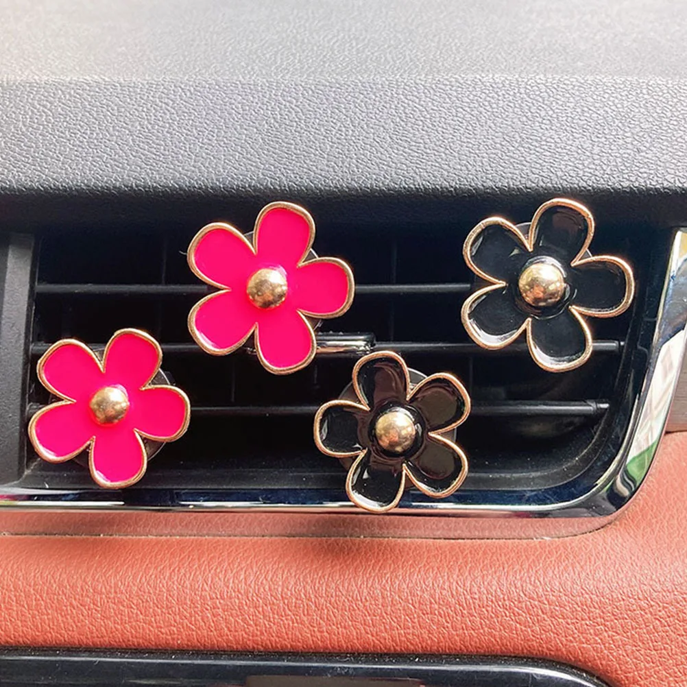 

6pcs Alloy Freshener Accessories For Women Clip Car Vent Decoration Flower Design For Car Interior Accessories Women Gift Decor