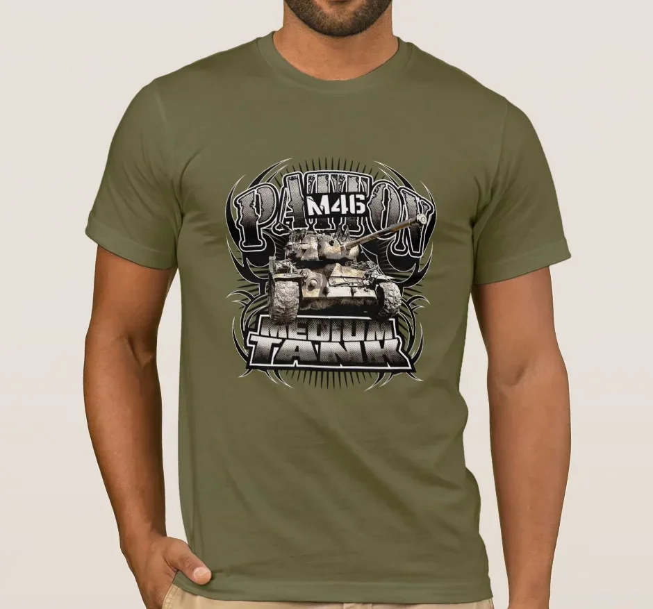 US Army M46 Patton Medium Tank T-Shirt 100% Cotton O-Neck Summer Short Sleeve Casual Mens T-shirt Size S-3XL