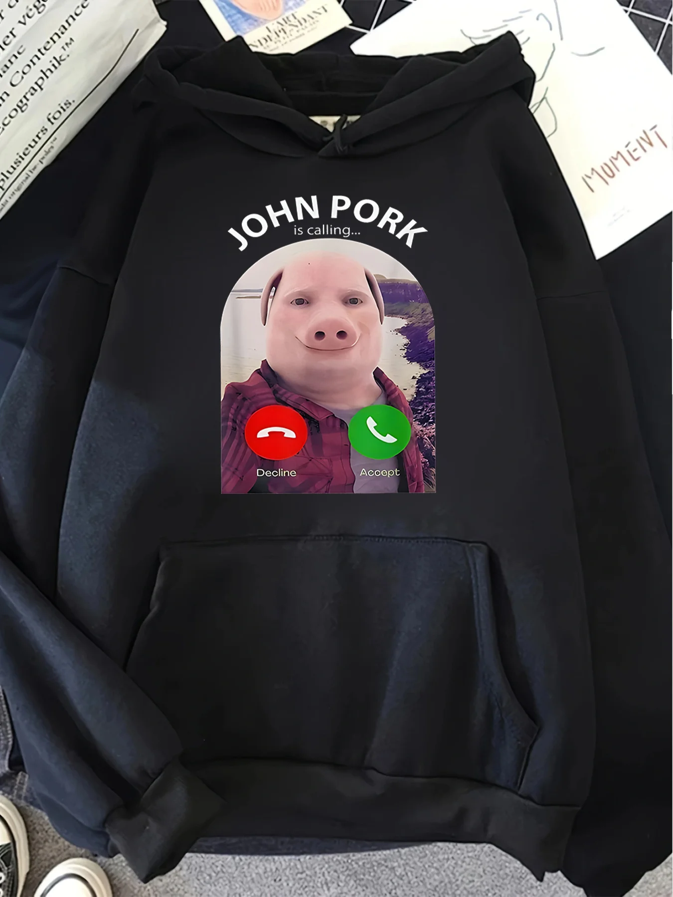 

Men's Funny Pig Graphic Hoodies Men and Women Long Sleeve Sweatshirt Pullover Retro Hip Hop Tops Autumn and Winter Clothing