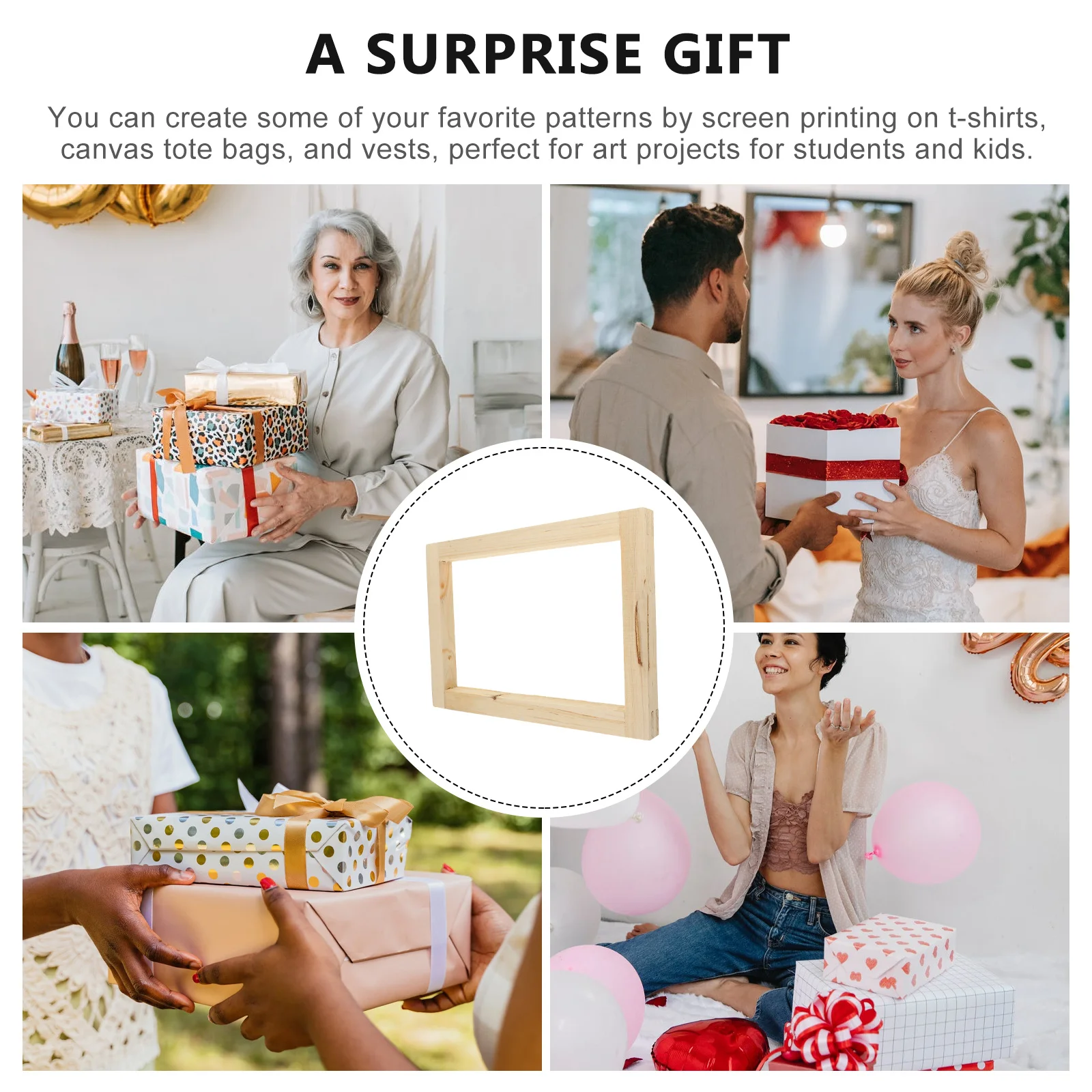 

Silk Screen Printing Frame 10X14 Inch Wooden Diy Screen Printing Supplies Reusable Portable Starter Kit For T-Shirt Fabric