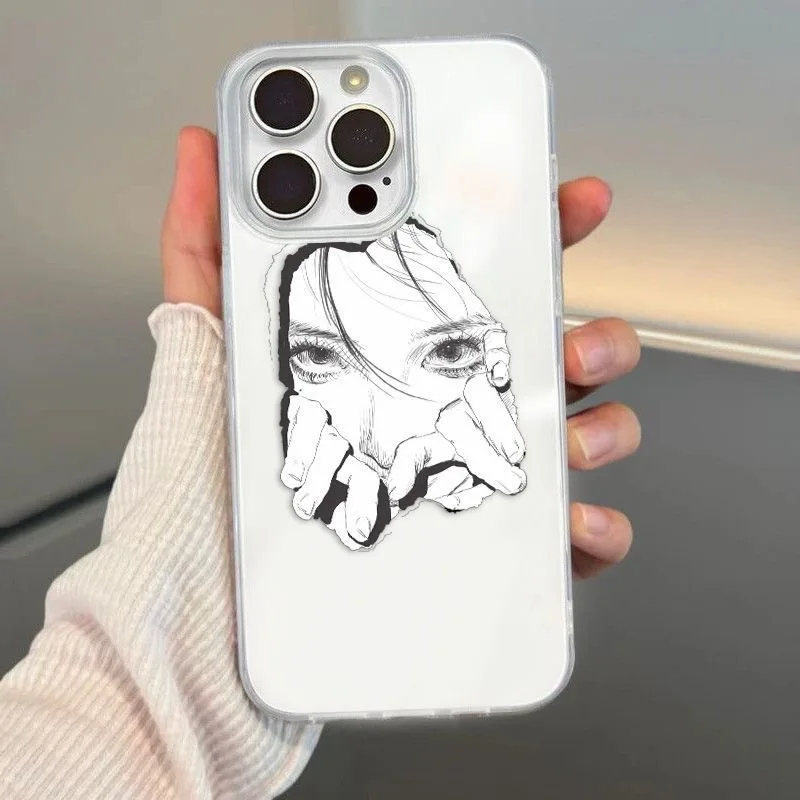 

Милый чехол для телефона с мультяшной девушкой для iphone 17 pro max 16 15 plus 14 13 11, защита камеры, противоударный силиконовый чехол для iphone 12