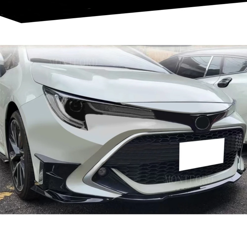 For 19-22 Toyota Corolla  Hatchback E210 5-Door Gloss Black 3PC Front Bumper Lip + 2PC Side Canards