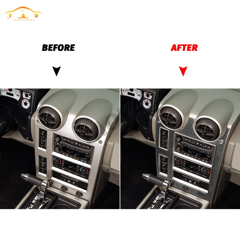 

Carbon Fiber Central Control Radio CD AC Panel Trim Cover Car Interior Decorative Accessories Sticker For Hummer H2 2003-2007