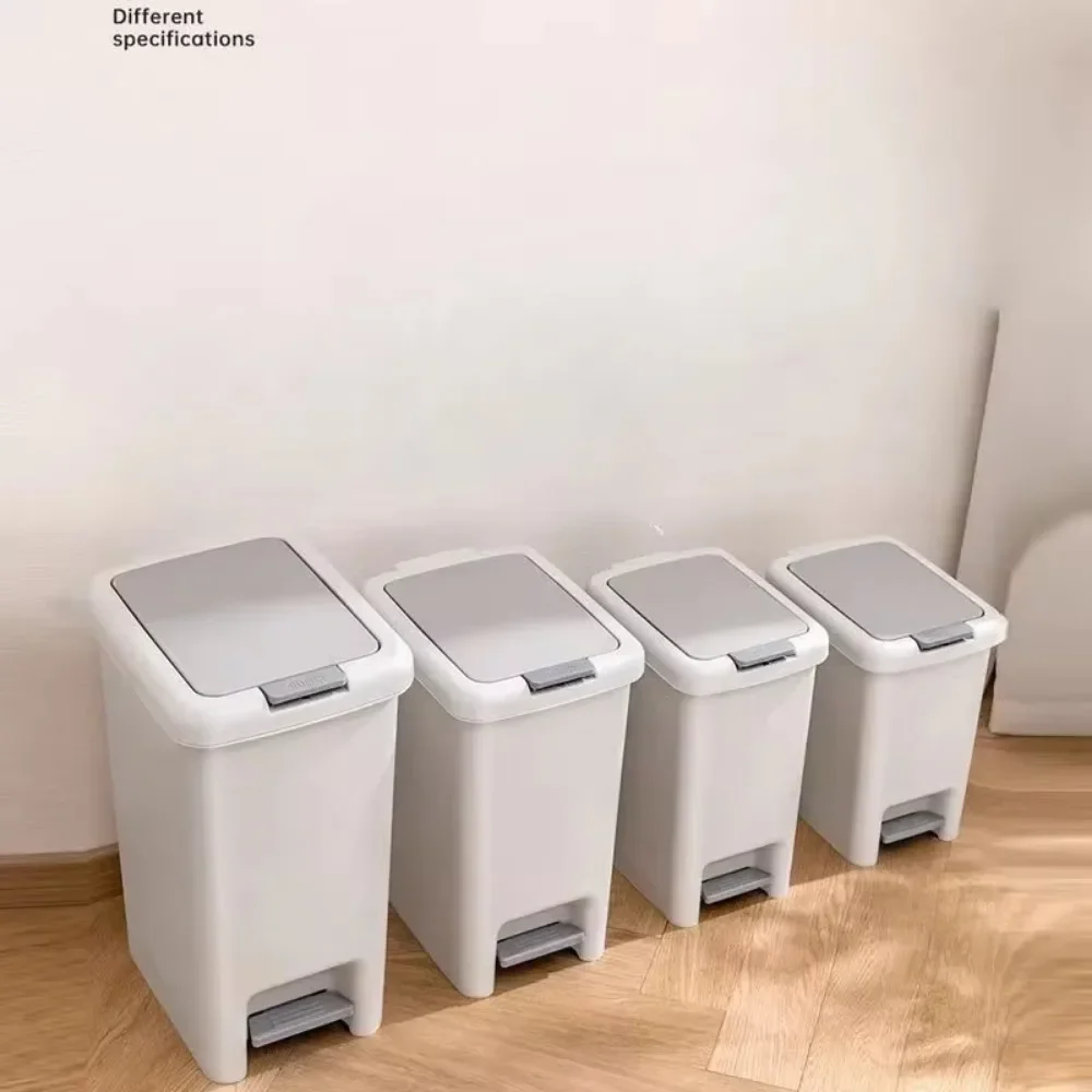 Modern Simple One-Touch Foot Pedal Household Trash Can Bathroom Kitchen Bedroom Living Room Toilet Foot Pedal with Lid Trash Can