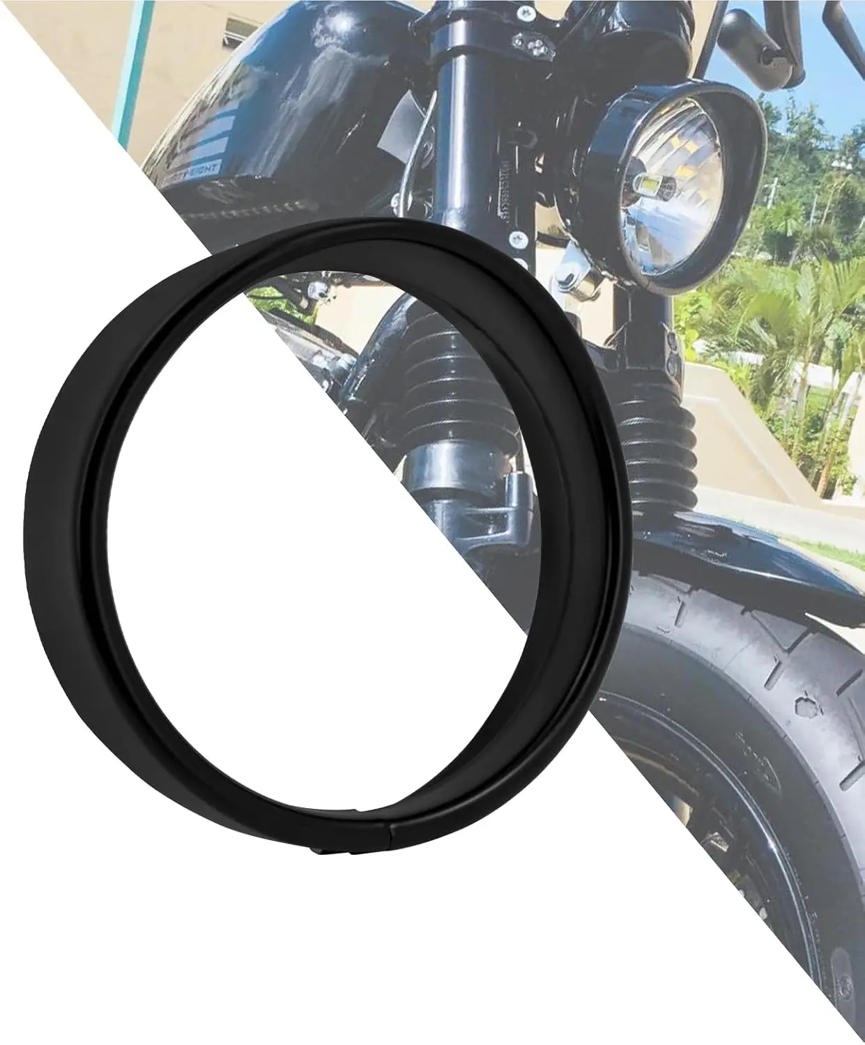 Anillo embellecedor de faro con visera de 5,75 pulgadas, anillo decorativo de faro delantero de 5 3/4 "para Harley Sportster XL 883 1200 Forty Eight Dyna Softail