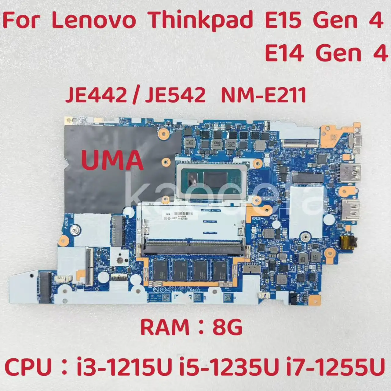 

NM-E211 для Lenovo Thinkpad E14 E15 Gen 4, материнская плата для ноутбука с процессором I3 I5 I7-12th, UMA RAM: 8 ГБ FRU: 5B21K84825 5B21J08232