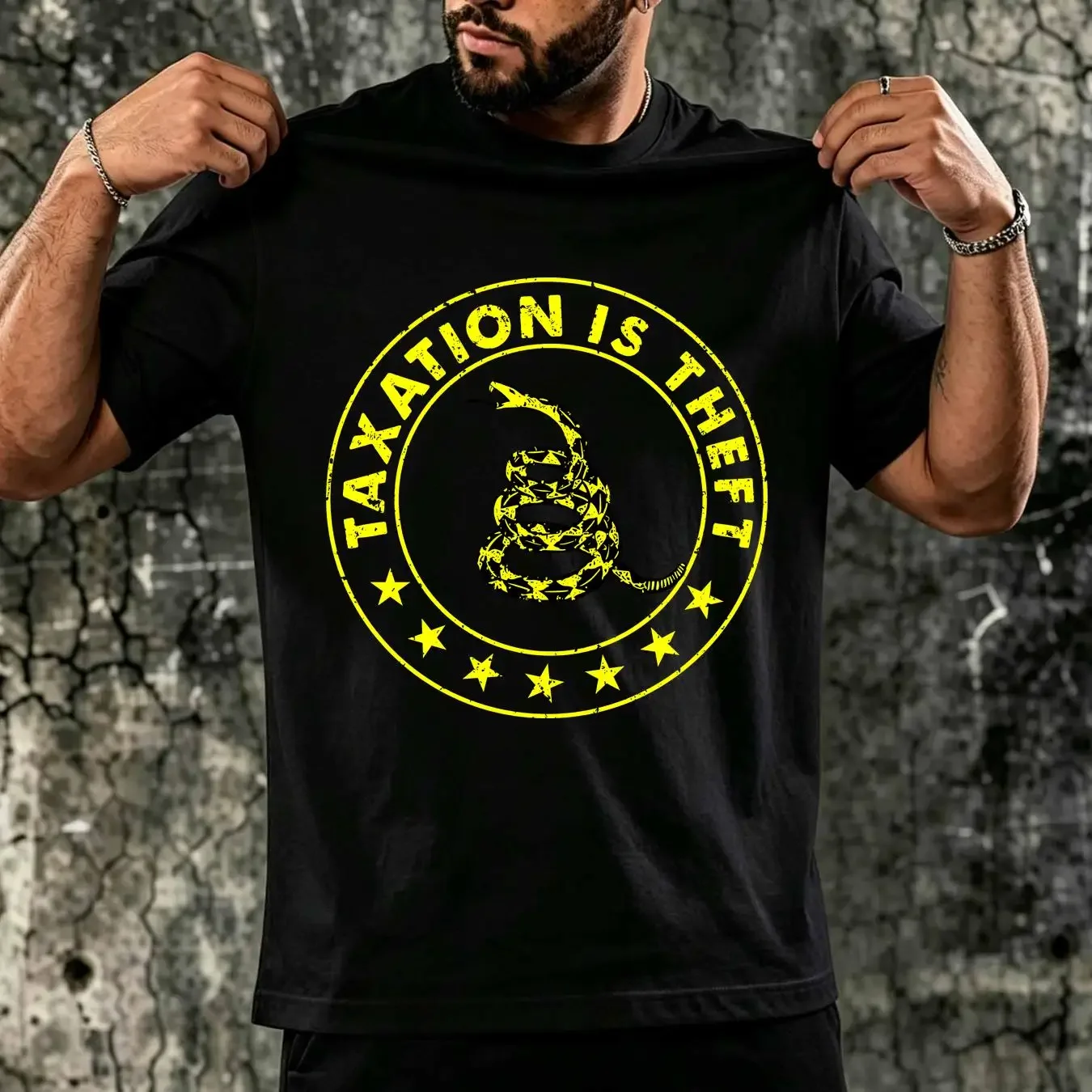 washed T Shirt Taxation Is Theft Libertarian Political Funny Saying Joke Vintage Men's vintage Washed Top For Everyday Wear